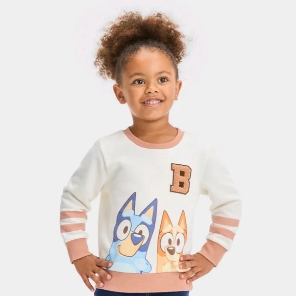 Bluey Other - Toddler Girls' Bluey Chenille Fleece Pullover Sweatshirt in cream